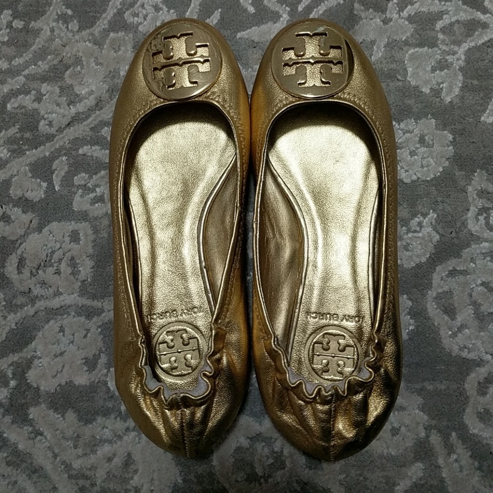 Tory Burch Gold Reva Flats